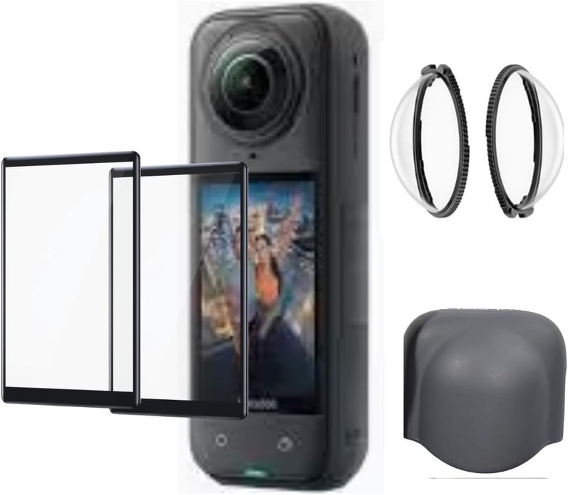 Fotoleey Lens Guard for Insta360 X5 with Tempered Screen Protector 2 Pack and Silicone Lens Cap - Image 5